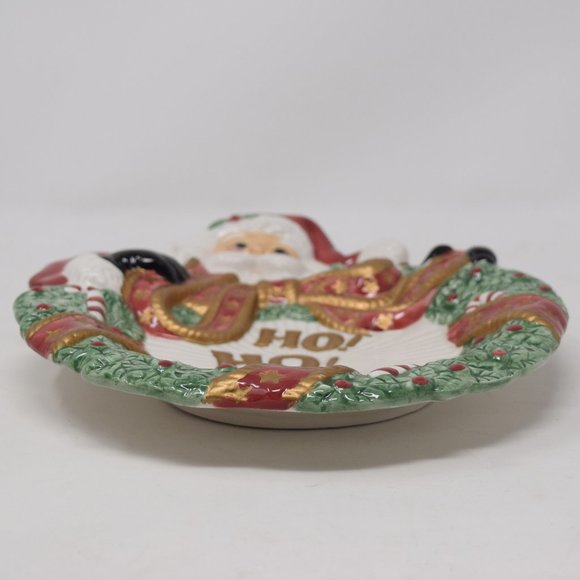 2002 Fitz and Floyd Essentials Santa Wreath Canape Plate IOB Christmas 3D - Picture 6 of 14